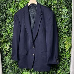 VINTAGE OSCAR DE LA RENTA Jacket Men 44S Blue Blazer 100% Wool Sport Coat‎ Lined